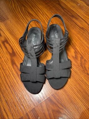 Pesaro Black Multi-Strap Women’s Slingback Sandals